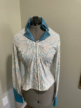 Load image into Gallery viewer, M Turquoise and White Western Show Shirt XX