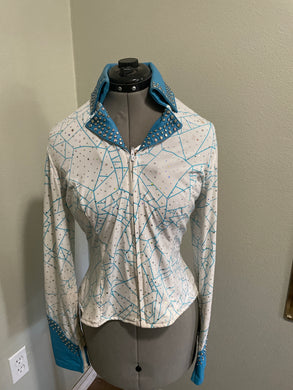 M Turquoise and White Western Show Shirt XX