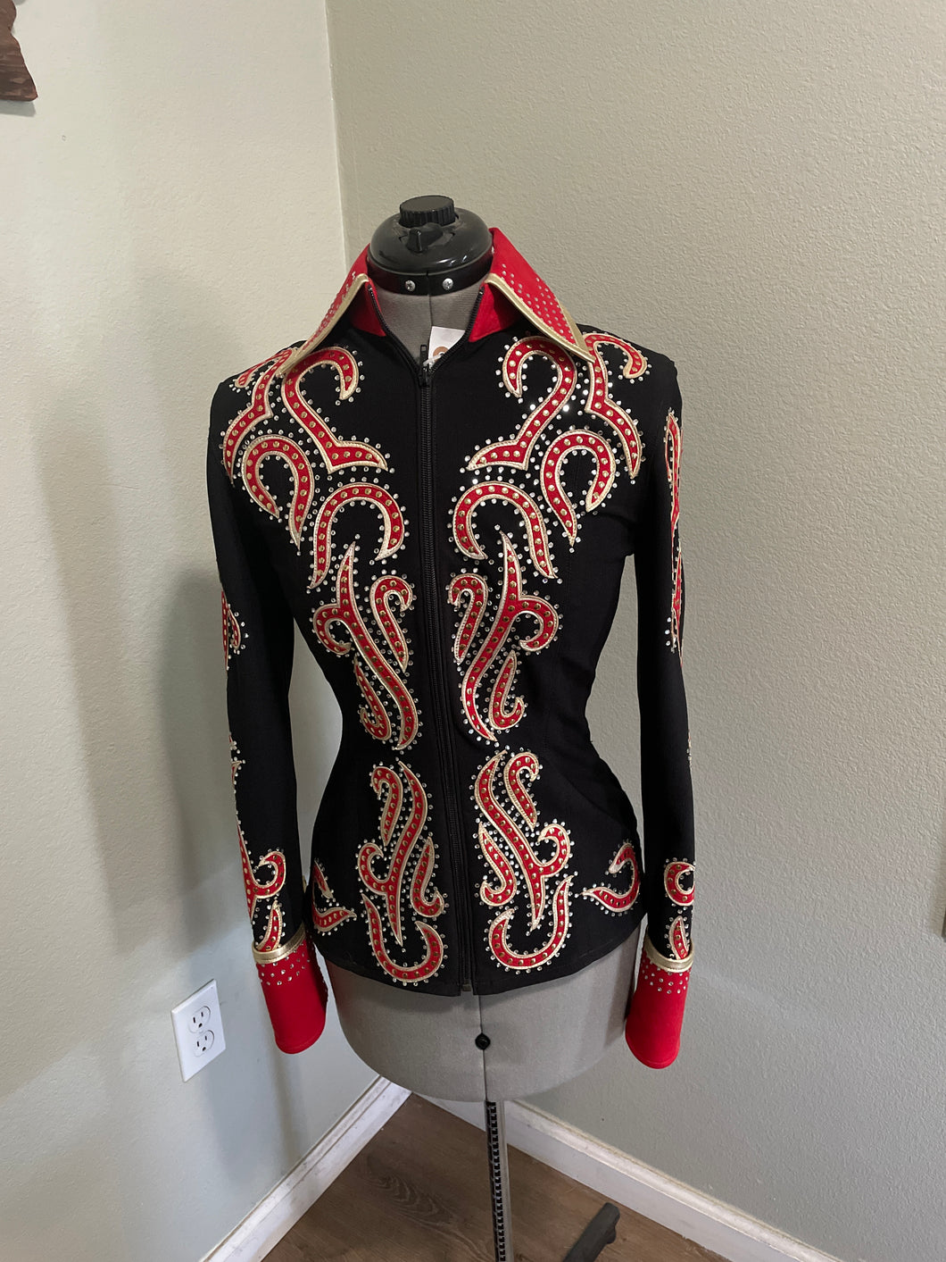 S Black Red Gold Western Show Shirt