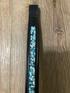 Red Barn Browband - Black with Blue Beads Cob Size