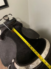 Load image into Gallery viewer, 16” Black Western Saddle with Silver Colored  Decorations