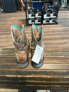 Tan and Teal Ariat Fat Baby Boots