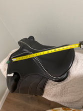 Load image into Gallery viewer, 16.5” Black Dressage Saddle w White Trim