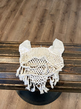 Load image into Gallery viewer, White Ear Bonnet with Tassles