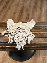 Load image into Gallery viewer, White Ear Bonnet with Tassles