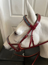 Load image into Gallery viewer, Brown Bitless Bridle with Beaded Brow and Nose