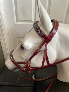 Brown Bitless Bridle with Beaded Brow and Nose